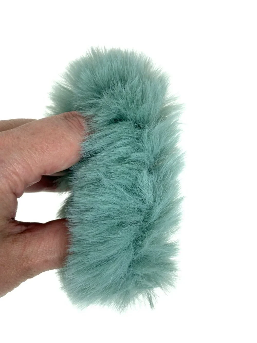 Cute set of soft fluffy fuzzy faux fur scrunchies pom pom hair ties. New